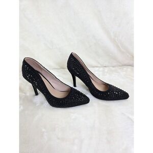 Forever Glamorous Black Rhinestone Stiletto Heels Pointed Toe Pumps Size 8